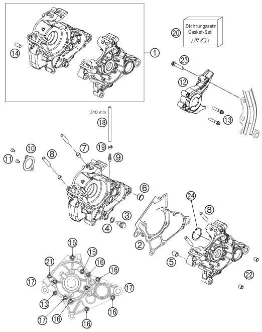 vue éclatée carter moteur - ktm 50 sx eu 2010