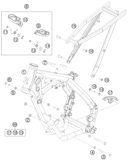 vue éclatée cadre - ktm 65 sx eu 2010