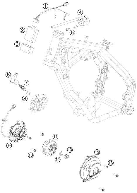 vue éclatée système de allumage - ktm 65 sx eu 2010