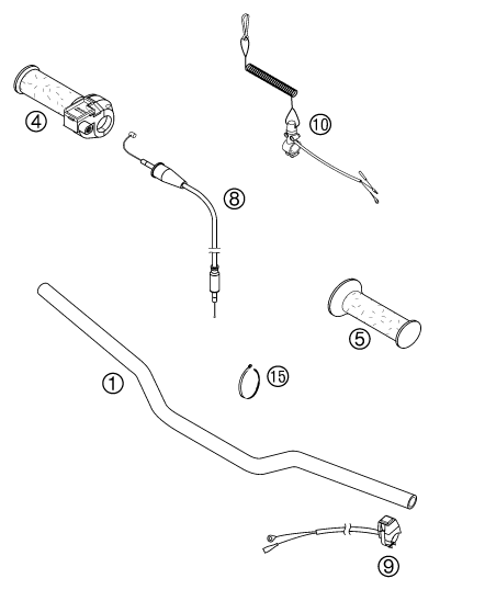 vue éclatée guidon, armatures - ktm 50 sx pro junior lc eu 2002
