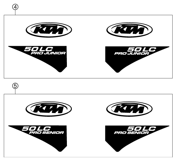 vue éclatée kit déco - ktm 50 sx pro junior lc eu 2002