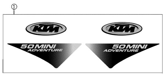 vue éclatée kit déco - ktm 50 mini adventure gs eu 2002