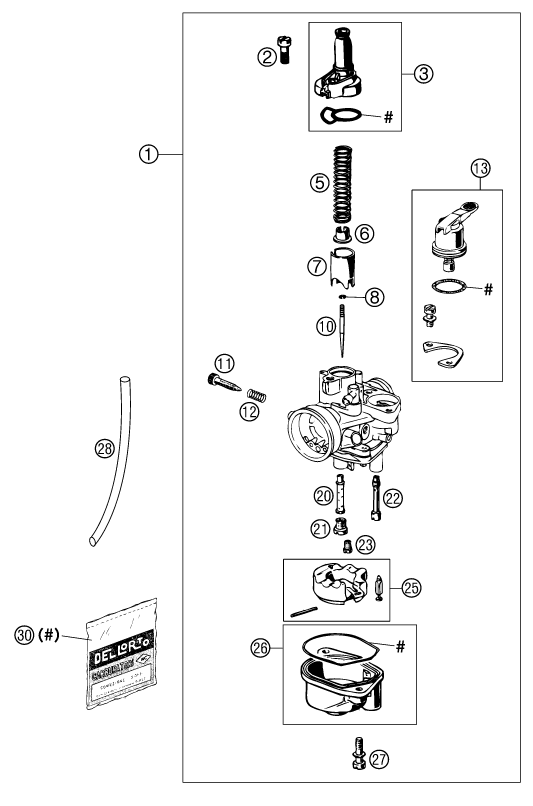 vue éclatée carburateur - ktm 50 mini adventure gs eu 2002
