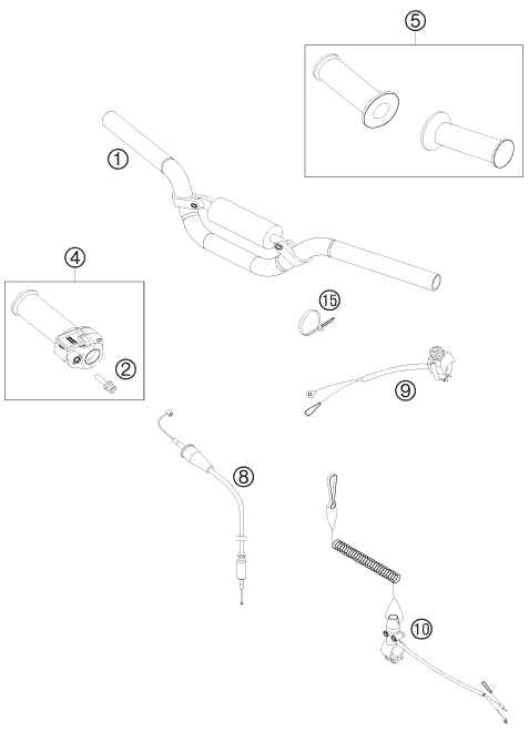 vue éclatée guidon, armatures - ktm 50 sx mini eu 2011