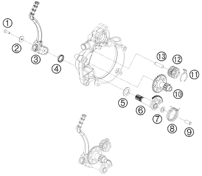 vue éclatée démarreur kick - ktm 50 sx mini eu 2011