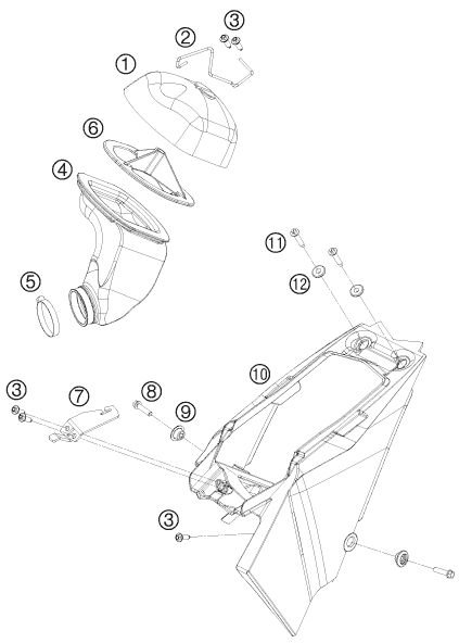 vue éclatée filtre à air - ktm 65 sx eu 2011