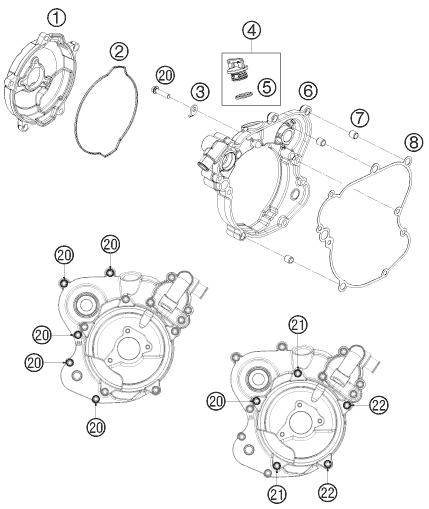 vue éclatée couvercle d’embrayage - ktm 65 sx eu 2011