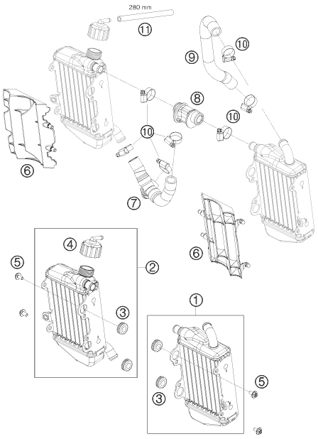 vue éclatée système de refroidissement - ktm 65 sx eu 2011