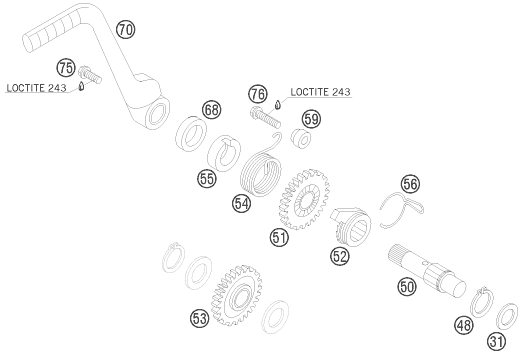 vue éclatée démarreur kick - ktm 85 sx 17/14 eu 2011