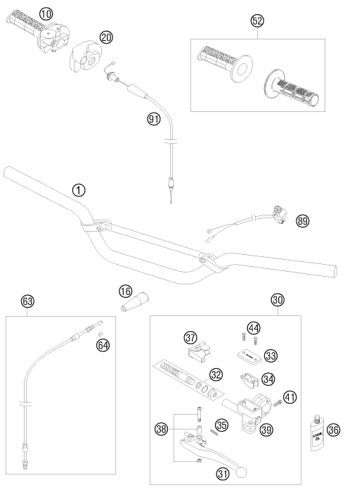 vue éclatée guidon, armatures - ktm 85 sx 19/16 eu 2011