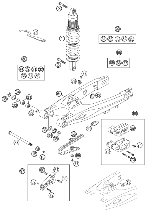 vue éclatée amortisseur - ktm 85 sx 19/16 eu 2011