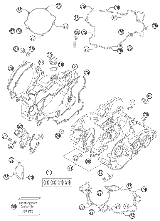 vue éclatée carter moteur - ktm 85 sx 19/16 eu 2011