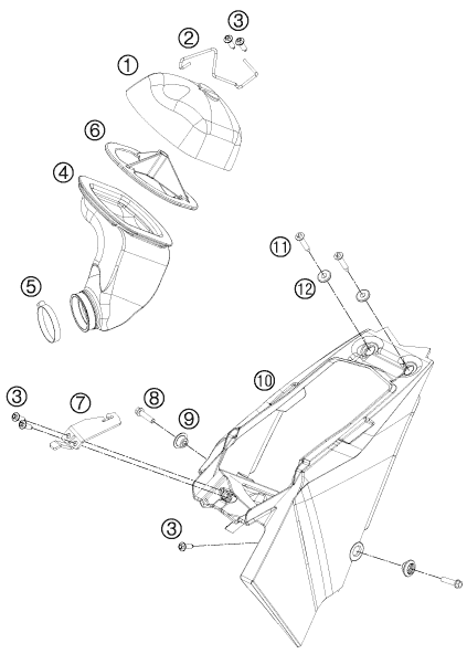 vue éclatée filtre à air - ktm 65 sx eu 2012