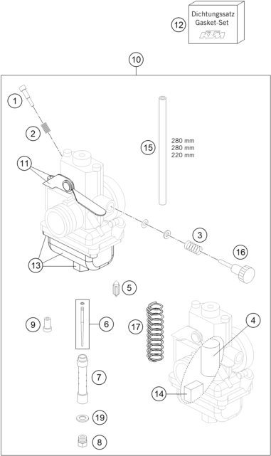 vue éclatée couvercle d’embrayage - ktm 65 sx eu 2012