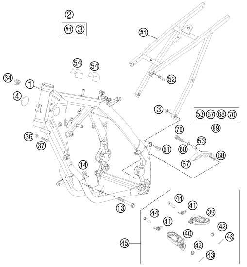 vue éclatée cadre - ktm 85 sx 17/14 eu 2012
