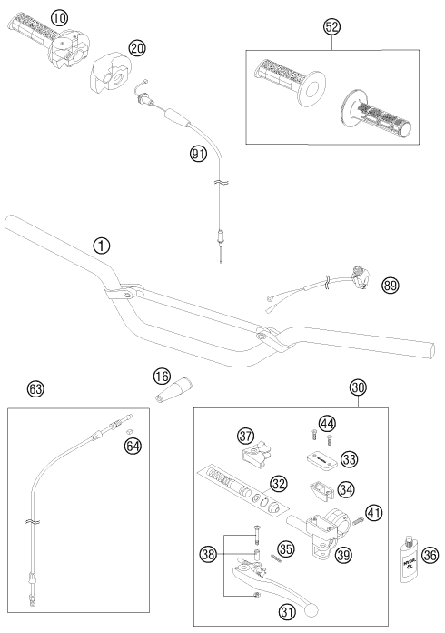 vue éclatée guidon, armatures - ktm 85 sx 19/16 eu 2012