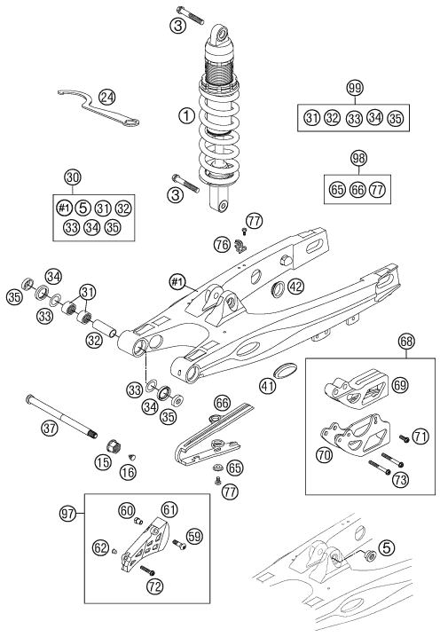 vue éclatée amortisseur - ktm 85 sx 19/16 eu 2012