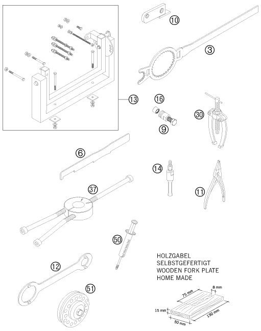 vue éclatée outils spéciaux moteur - ktm 85 sx 19/16 eu 2012