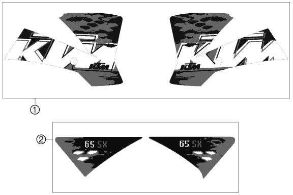 vue éclatée kit déco - ktm 65 sx eu 2008