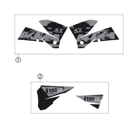 vue éclatée kit déco - ktm 125 sx eu 2006