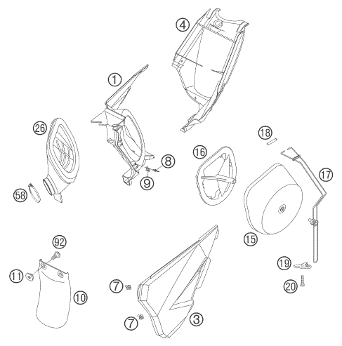 vue éclatée filtre à air - ktm 105 sx eu 2006