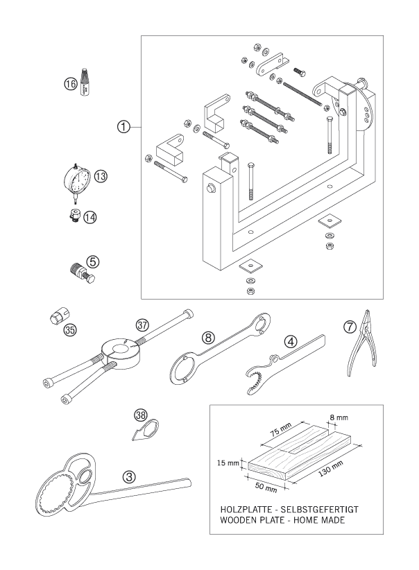 vue éclatée outils spéciaux moteur - ktm 125 sx eu 2008