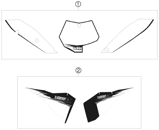 vue éclatée kit déco - ktm 125 sx eu 2010