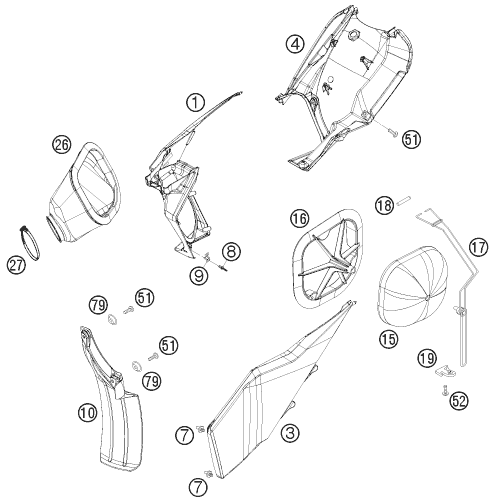 vue éclatée filtre à air - ktm 125 sx eu 2010