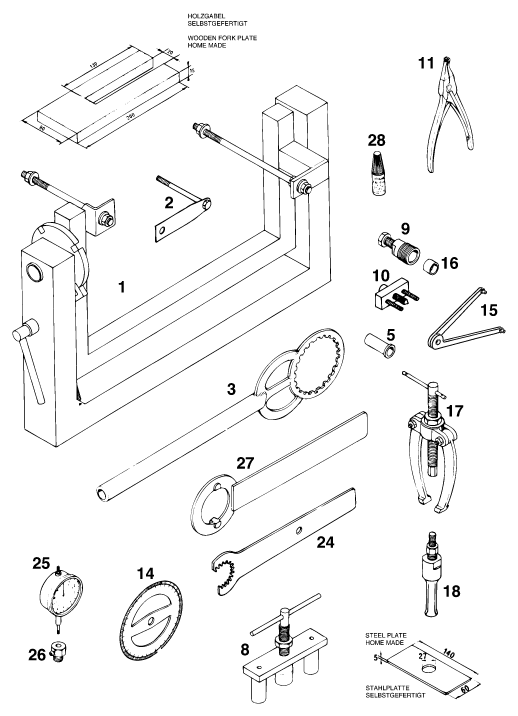 vue éclatée outils spéciaux moteur - ktm 125 sx marz/öhl eu 1995