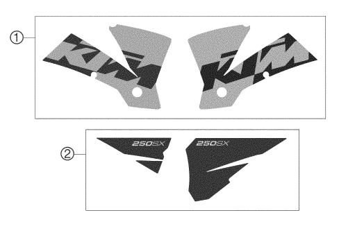 vue éclatée kit déco - ktm 250 sx eu 2003
