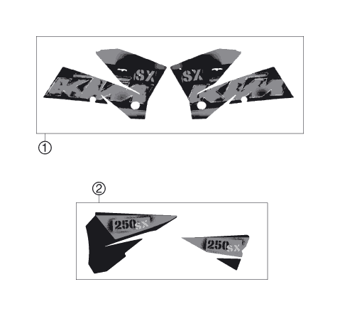 vue éclatée kit déco - ktm 250 sx eu 2006