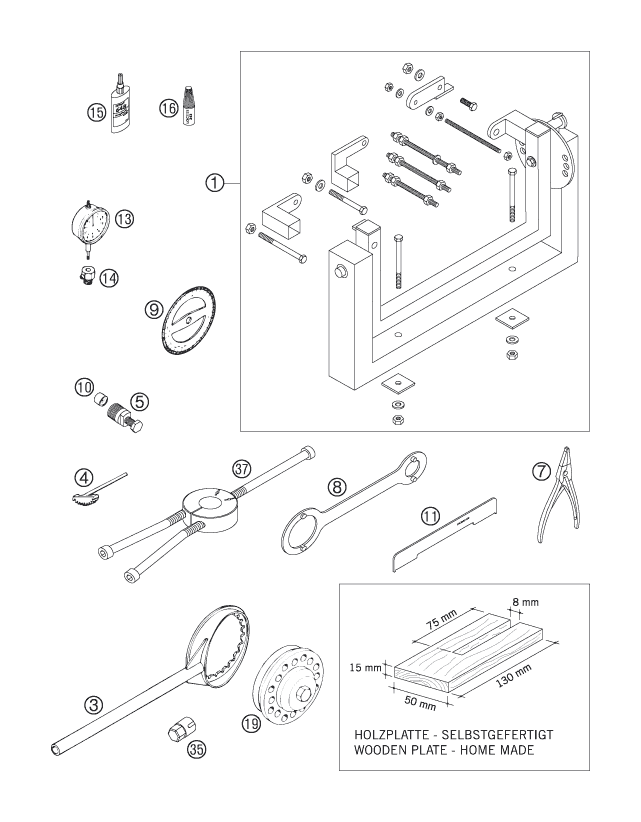 vue éclatée outils spéciaux moteur - ktm 250 sx eu 2010