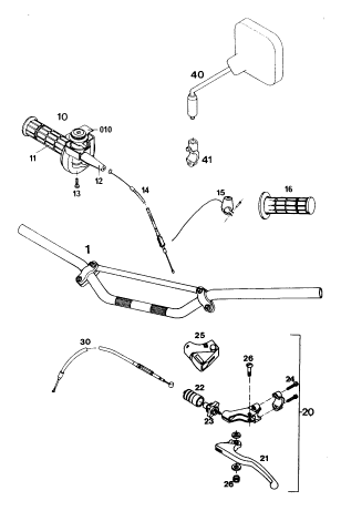 vue éclatée guidon, armatures - ktm 250 sx m/ö eu 1994