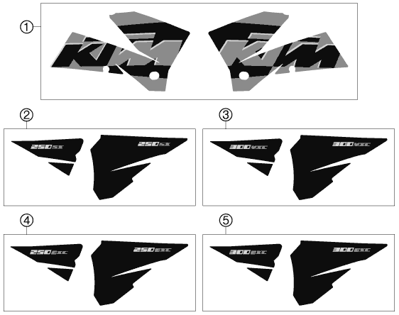 vue éclatée kit déco - ktm 250 sxs eu 2005