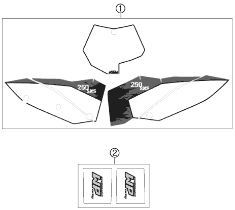 vue éclatée kit déco - ktm 250 sxs eu 2007