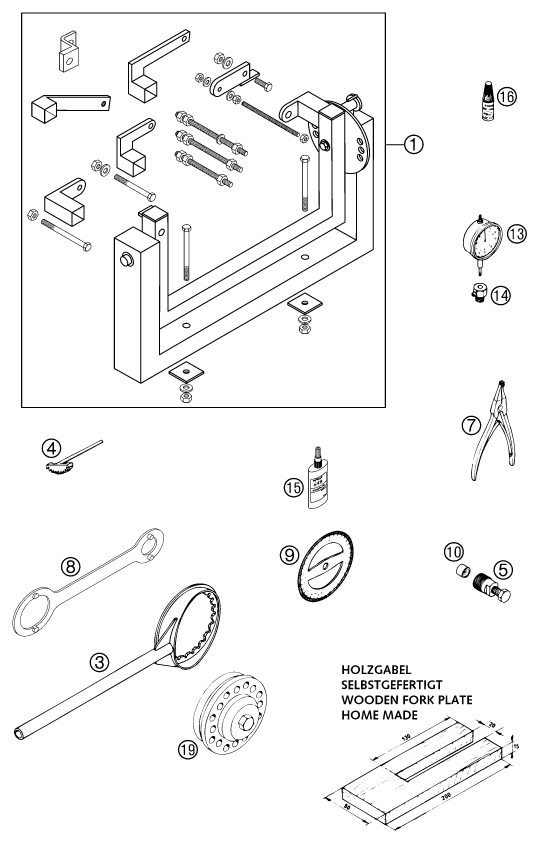 vue éclatée outils spéciaux moteur - ktm 380 sx eu 2002