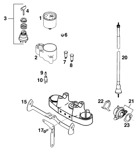 vue éclatée instruments / système de verrouillage - ktm 360 sx m/ö eu 1996