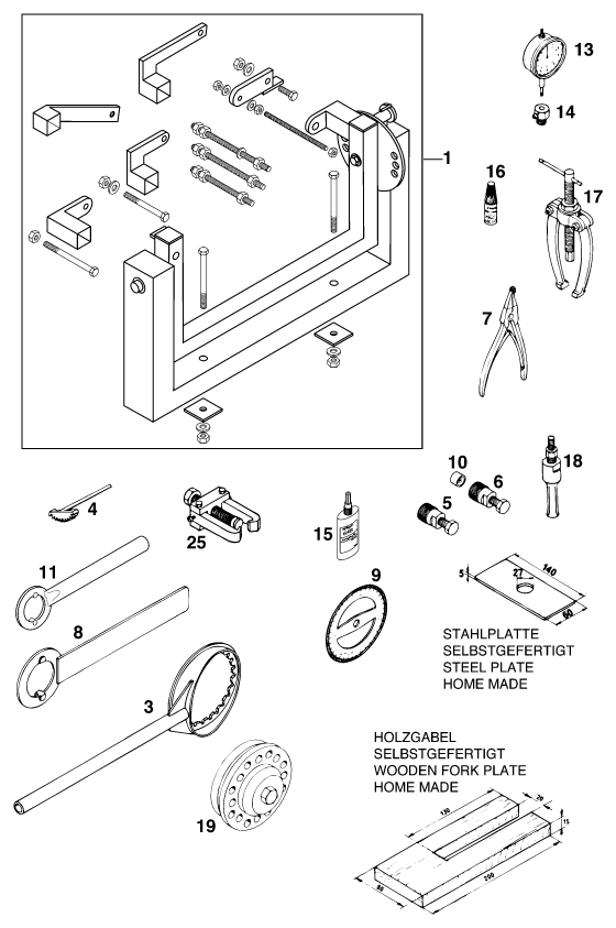 vue éclatée outils spéciaux moteur - ktm 380 sx '99 eu 1999