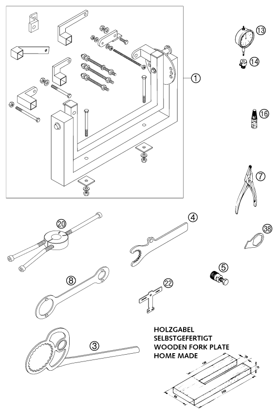vue éclatée outils spéciaux moteur - ktm 125 exc six-days eu 2003