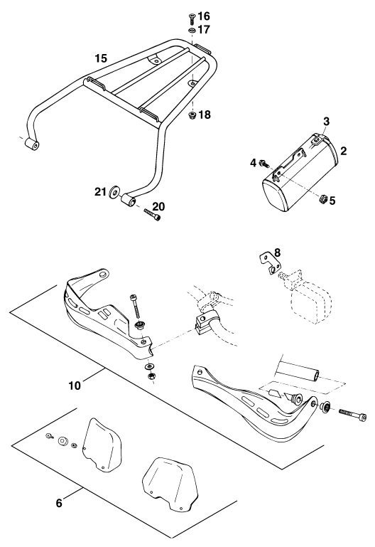 vue éclatée accessoires - ktm 125 e-xc wp eu 1995