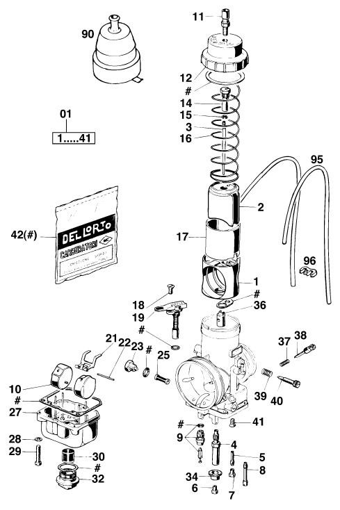 vue éclatée carburateur - ktm 125 exc m/ö eu 1997