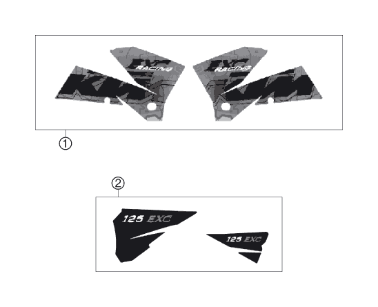 vue éclatée kit déco - ktm 125 exc eu 2006