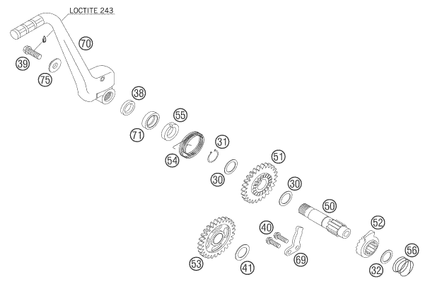 vue éclatée démarreur kick - ktm 125 exc six-days eu 2006
