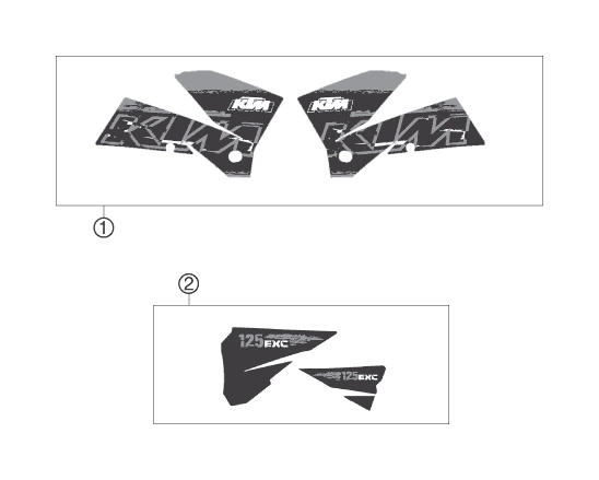 vue éclatée kit déco - ktm 125 exc eu 2007