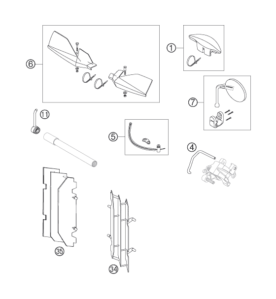 vue éclatée accessoires - ktm 125 exc six-days eu 2007