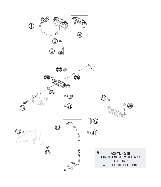 vue éclatée instruments / système de verrouillage - ktm 125 exc six-days eu 2007