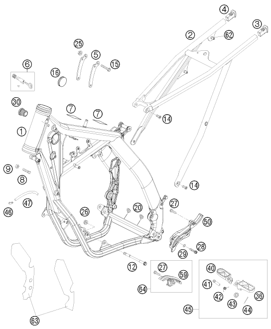 vue éclatée cadre - ktm 125 exc eu 2008