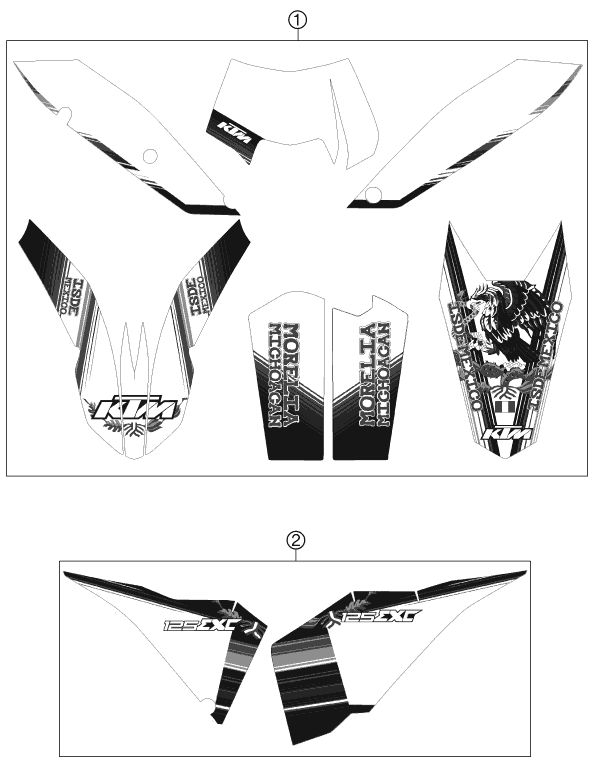 vue éclatée kit déco - ktm 125 exc six-days eu 2011