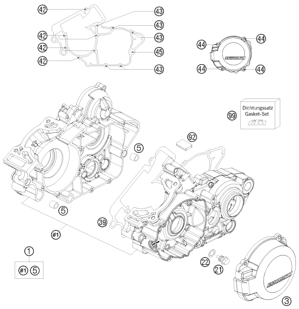 vue éclatée carter moteur - ktm 125 exc factory edit. eu 2011
