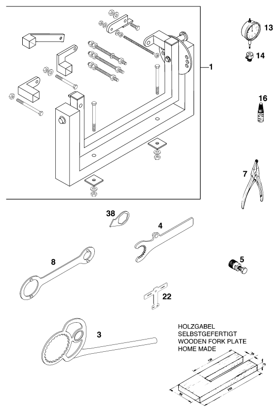 vue éclatée outils spéciaux moteur - ktm 200 exc eu 2000